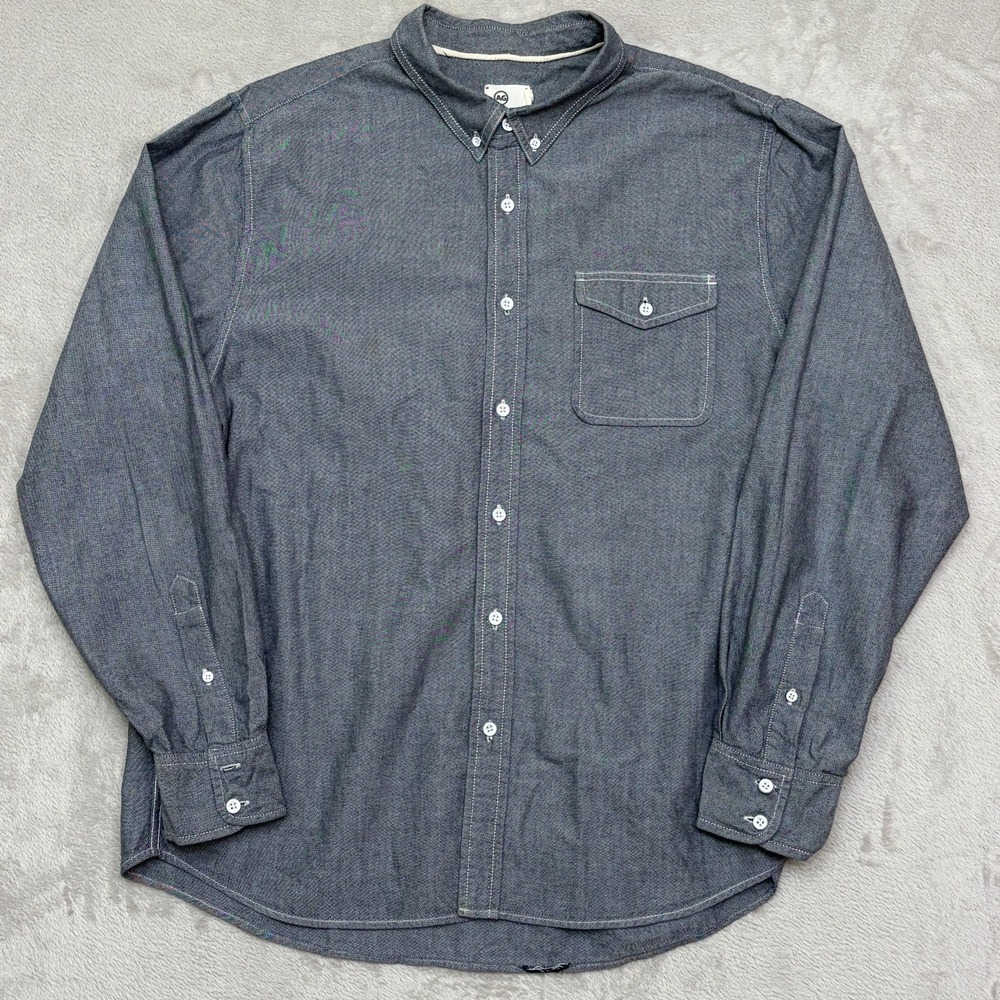 AG Adriano Goldschmied Button-Down Chambray Shirt XL flap pocket trad workwear